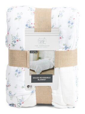THE FARMHOUSE BY RACHEL ASHWELL Briarfield Bouquet Reversible Gauze Blanket
